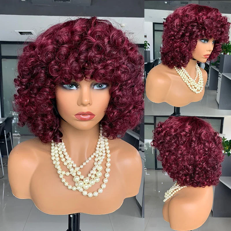 Wig for warm weather-12A Machine Made Wig New Deep Curly Wave