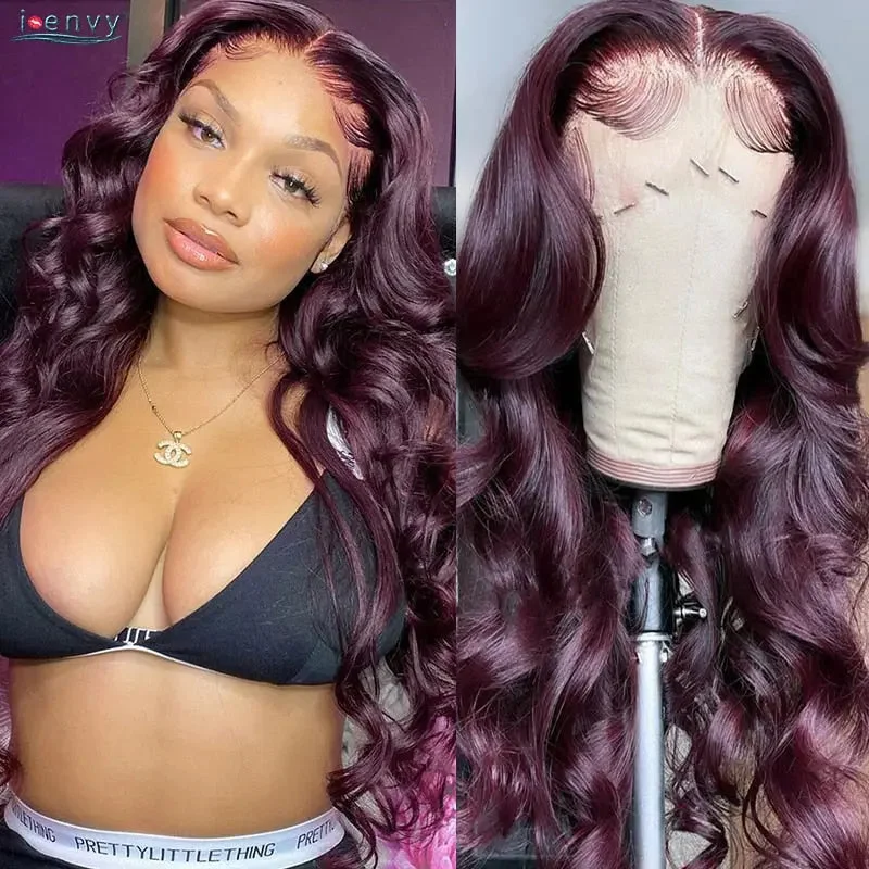 Lace wig for manga-99J Burgundy Lace Front Wig Body Wave