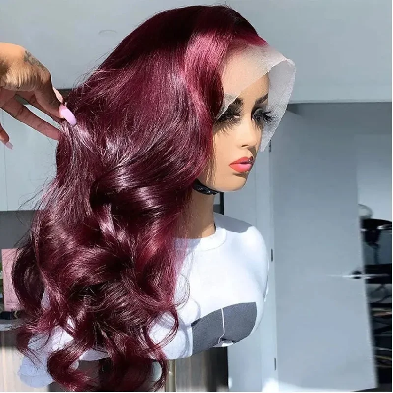 Wig for light feel-99J Dark Wine Loose Wave Wig