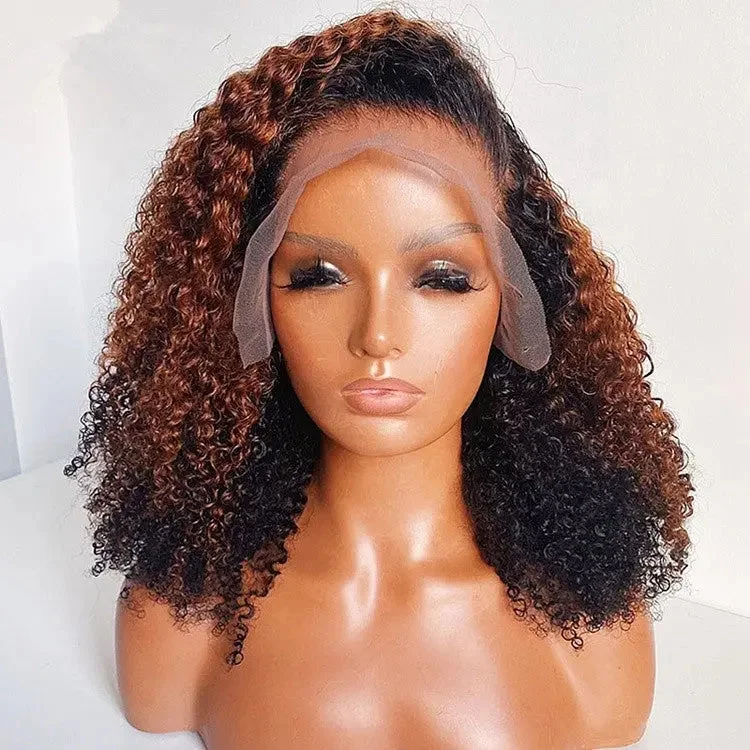 Half wig for volume-Afro Kinky Curly #30 Brown Color 250% Density Wigs