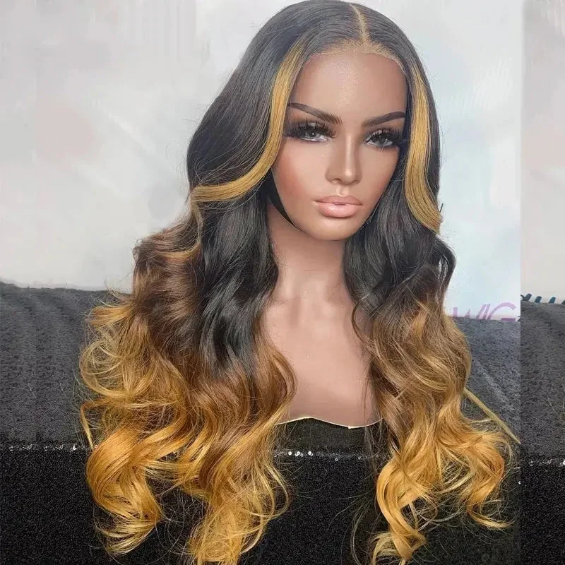 Lace front wig red-Allure Romance Gradient Brown Wigs Body Wave