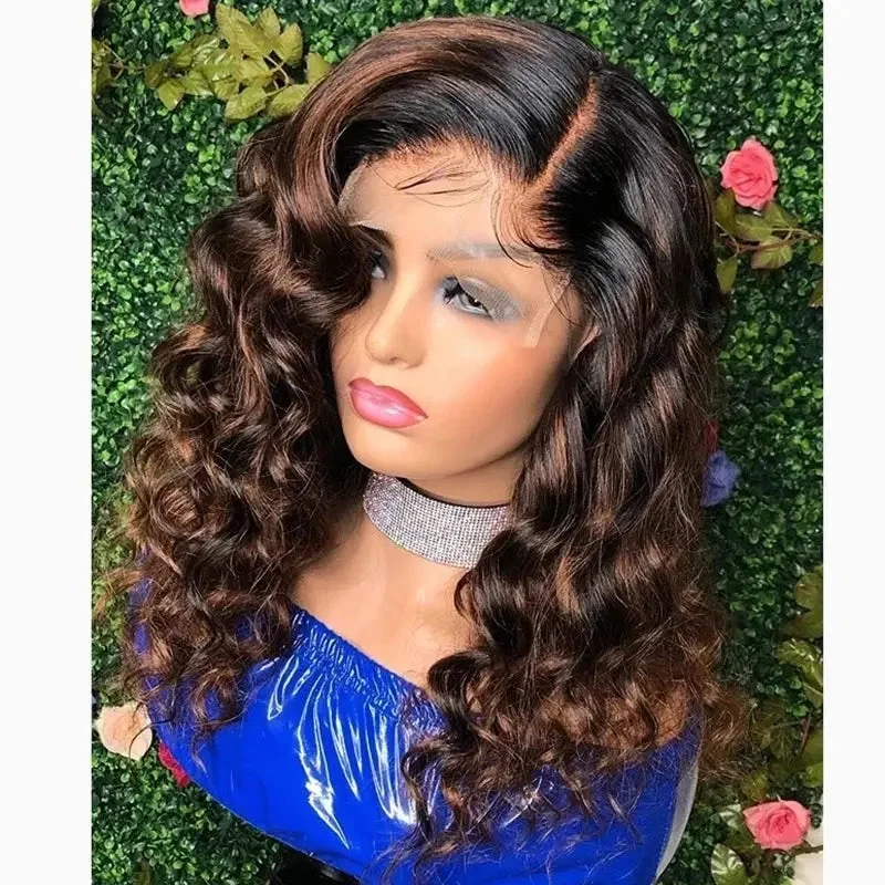 Wig for skin sensitivity-Frontal Wigs Ombre Dark Brown Deep Wigs