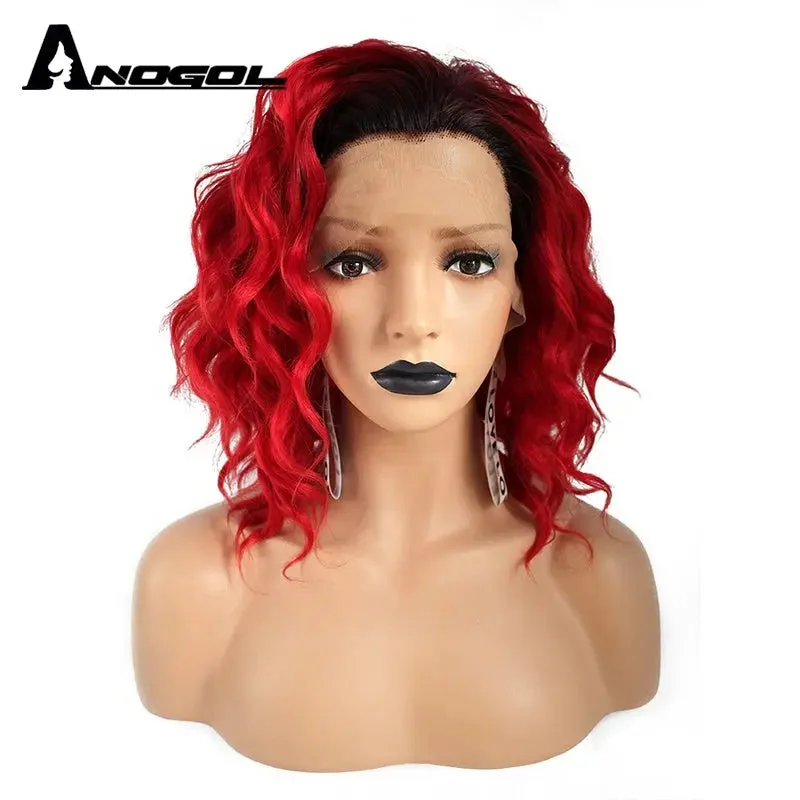 Wig for odd vibe-Anogol Short Afro Kinky Curly Brazilian Ombre Hair