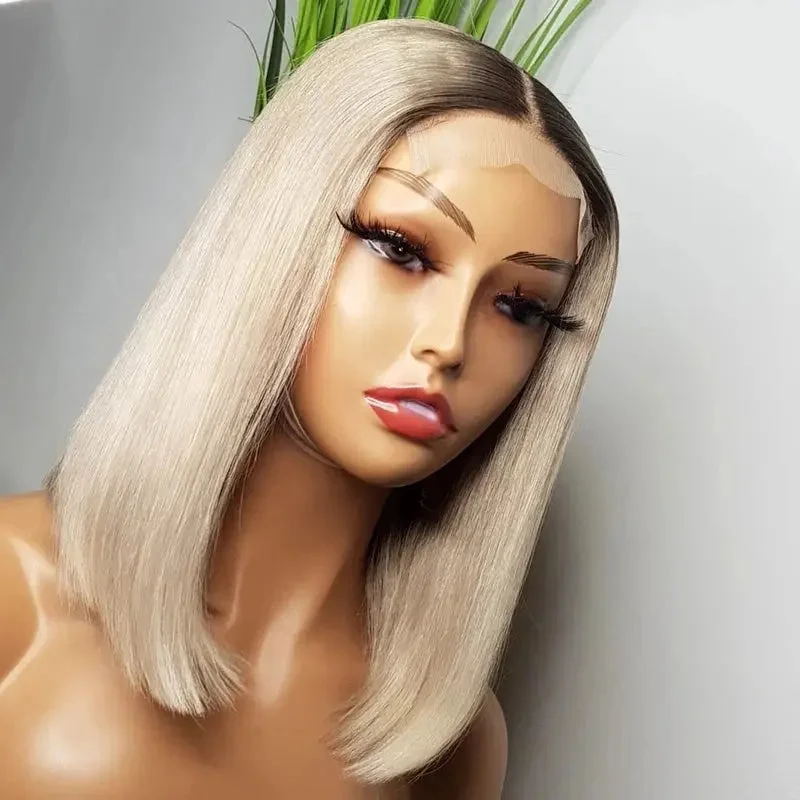 Textured wig for style-Blonde Ombre Color Wig Short Bob Wigs