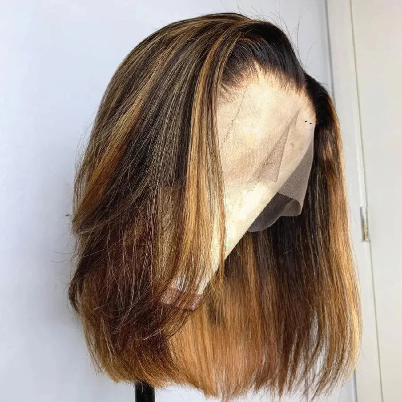 Wig for creative style-Bob Straight Short Wigs Ombre Honey Brown Wigs