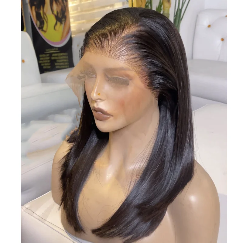 Wig for easy care-cambodian raw hair wig hd lace frontal wigs for black women straight wave raw chinese hair HD 13x4 lace frontral wig