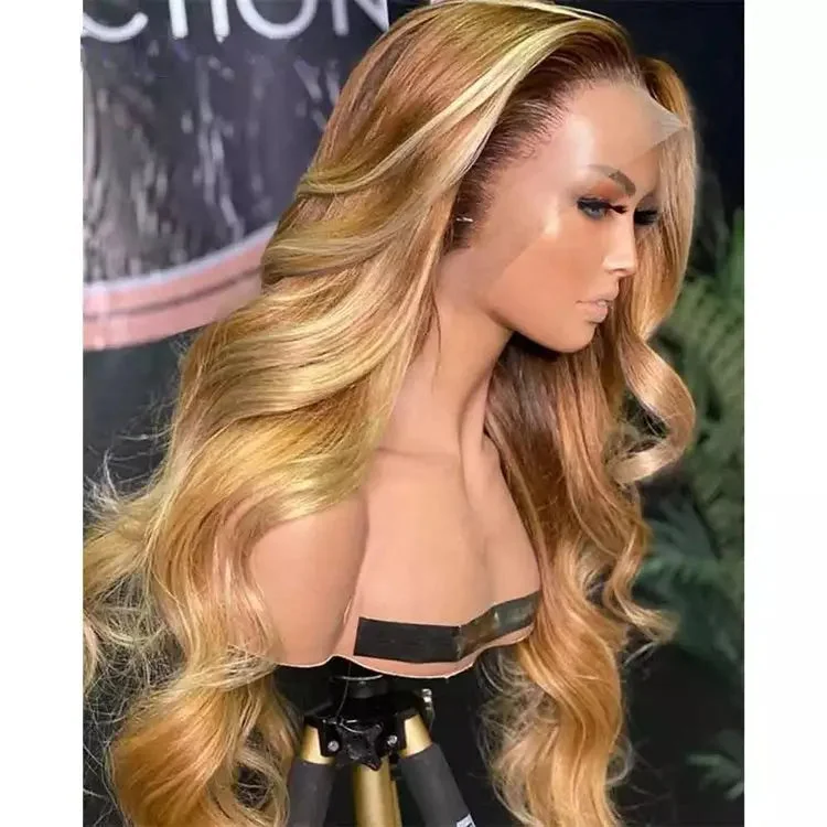 Wig for clean vibe-Cuticle Aligned Blonde Brown Highlight Wig Long Inches