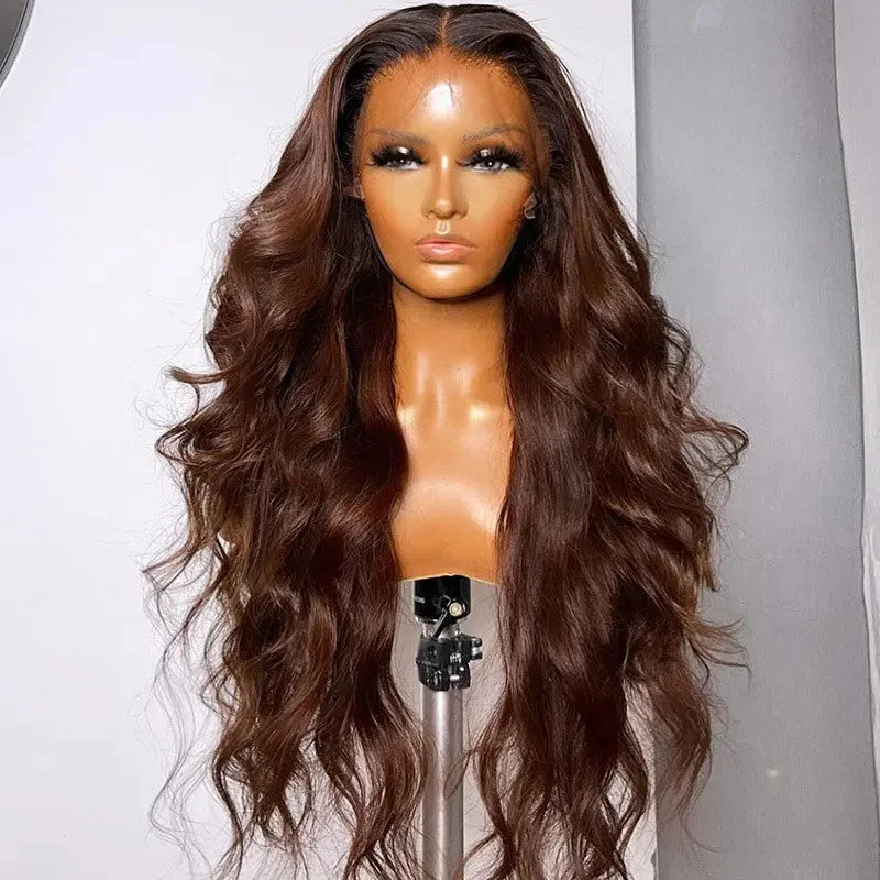 Synthetic wig for infants-Cuticle Aligned Chocolate Brown Color Wig Full Hair