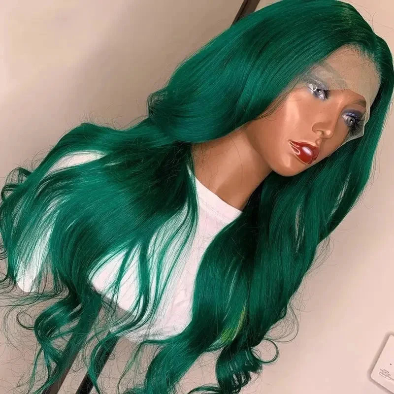 Layered wig for bounce-Factory Price Colorful Lace Front Wigs Green Wavy Cuticle Aligned Hair Wigs for Black Women