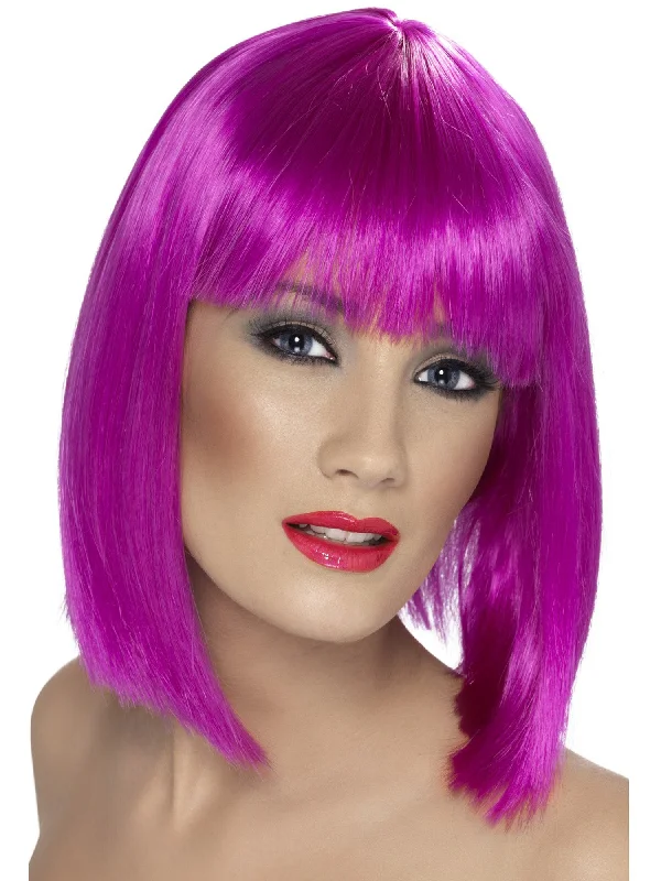 Curly wig for cool weather-Glam Wig Neon Purple