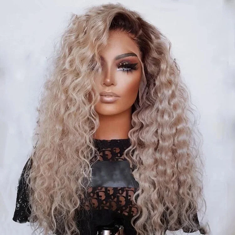 Short curly wig red-Jewish Hair Wig Vendor Quality Ash Blonde Color Water Wave Virgin Cuticle Aligned Hair HD Lace Front Wigs