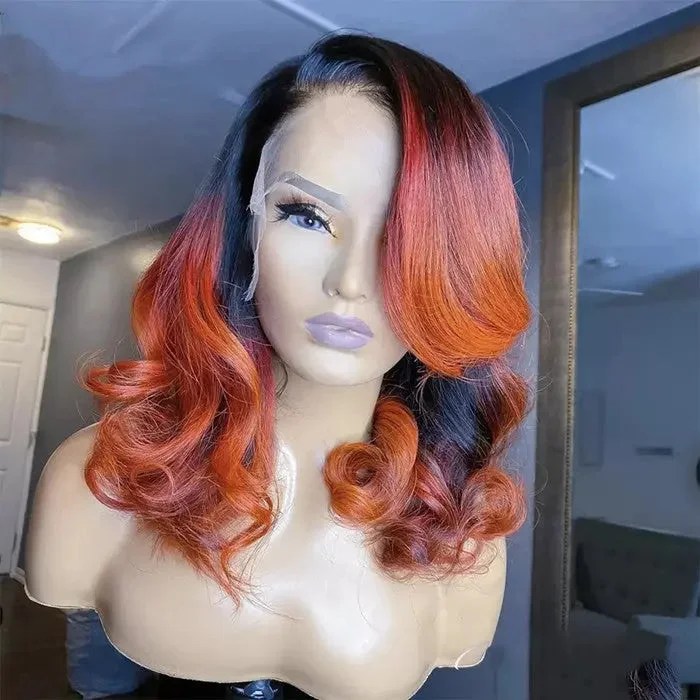 Wig for bright vibe-Pre Plucked Loose Body Wave Lace Wig Highlights Red Remy Hair Lace Front Wigs for Black Women