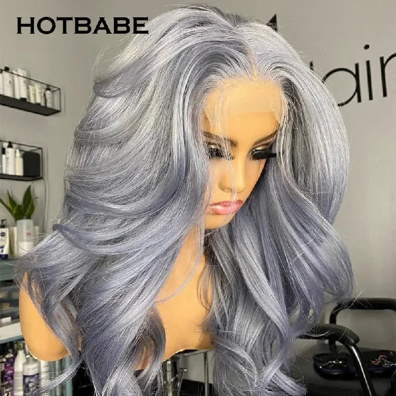 Wig for fast wear-Silver Gray Lace Front Wigs