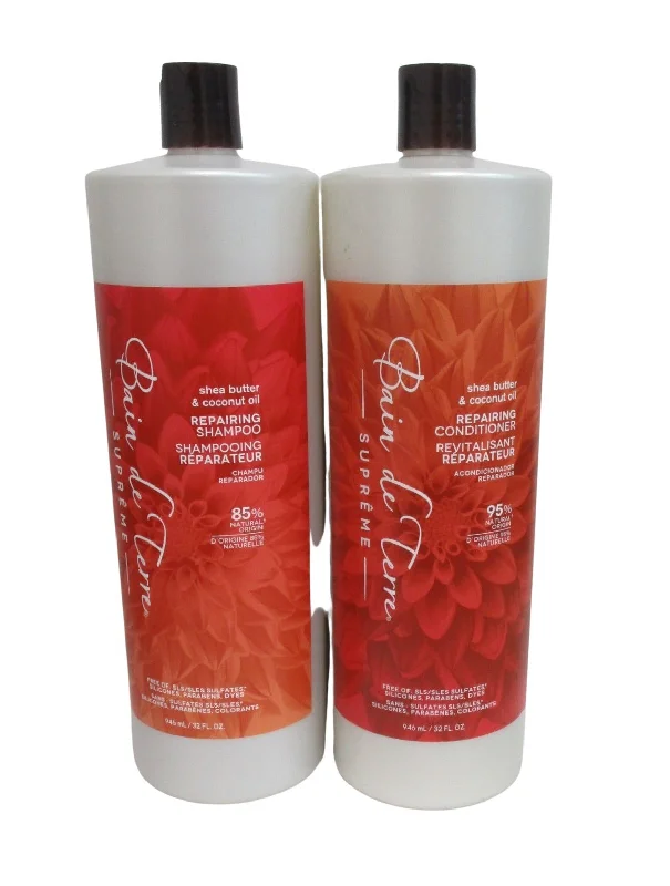 Thinning calming lotion-Bain De Terre Supreme Shea Butter Repairing Shampoo Conditioner 32 oz Duo