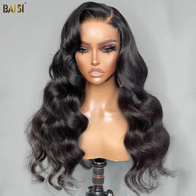 real person hair ring bulk weave-BAISI 10A 5x5 Lace Closure Wig Human Hair Wig