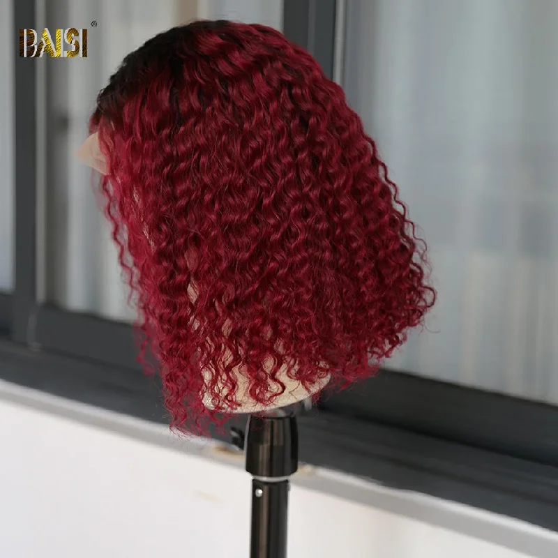 real person hair ring mobile pattern-BAISI Color Bob Wig 1b/99j 100% Human Hair