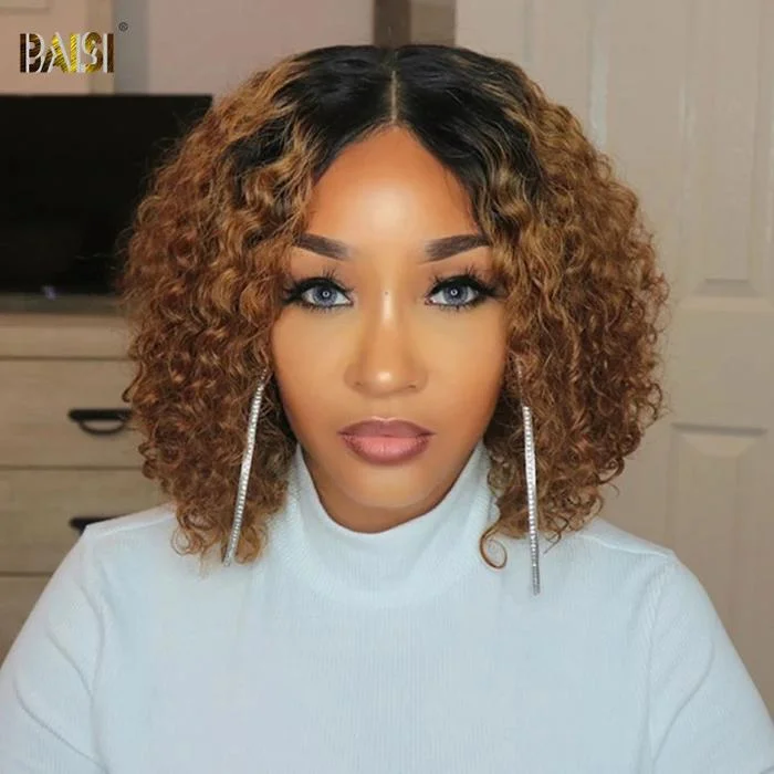 real person hair ring meaningful weave-BAISI Color Bob Wig Wavy Hair Human Hair ( Shop by Look 3)  ON SALE