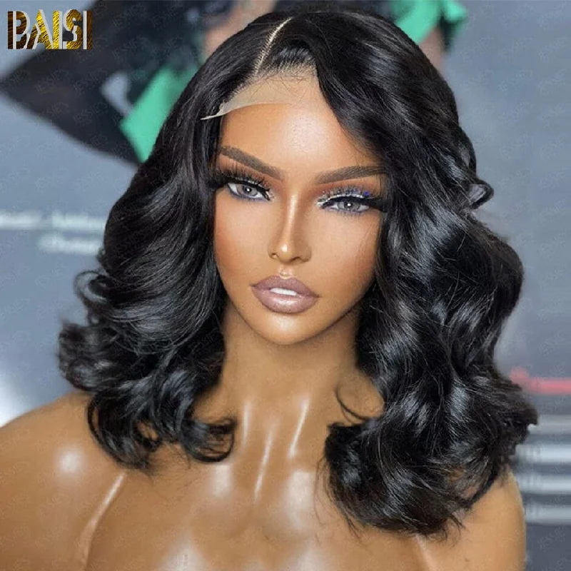 real person hair ring retirement craft-BAISI 12A Natural Wave Bob Wig 100% Human Hair