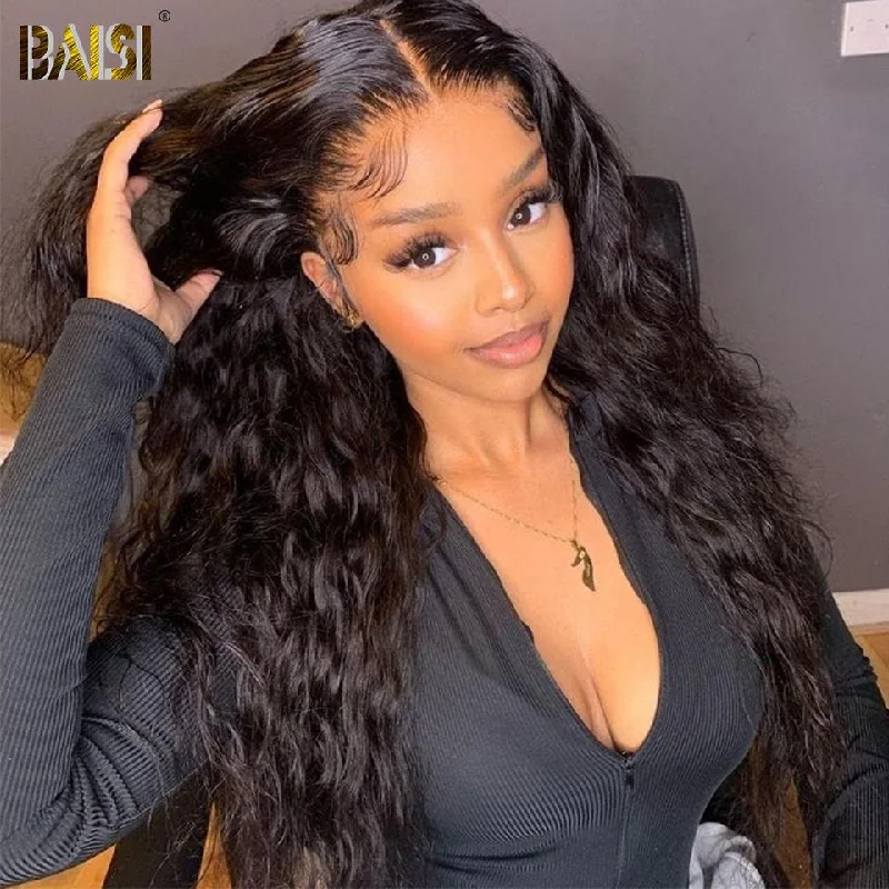 real person hair ring fan weave-BAISI  4*4 HD Closure Wig Human Hair Wig