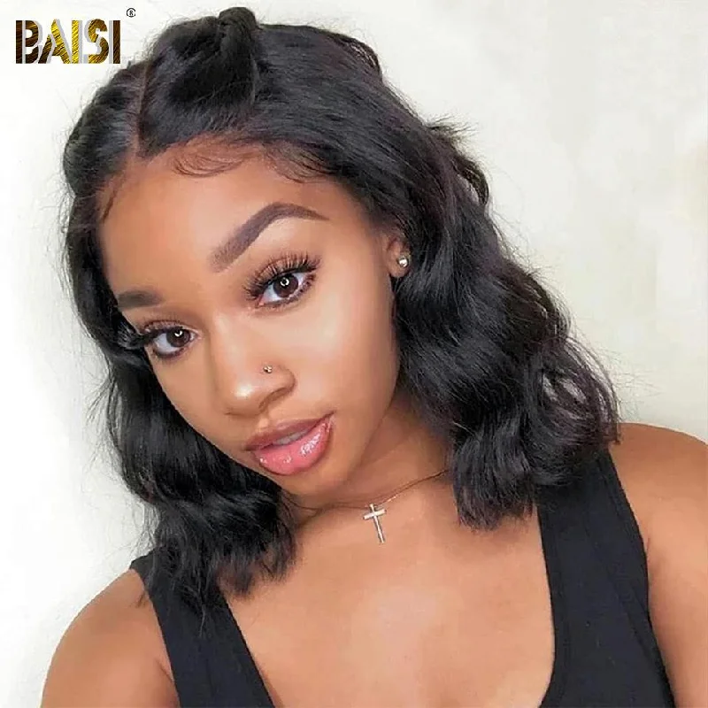 real person hair ring romantic craft-BAISI 12A Loose Wave Bob Wig 100% Human Hair