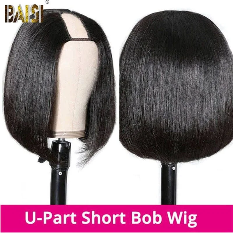 real person hair ring forever twist-BAISI U Part Human Hair BoB Wig