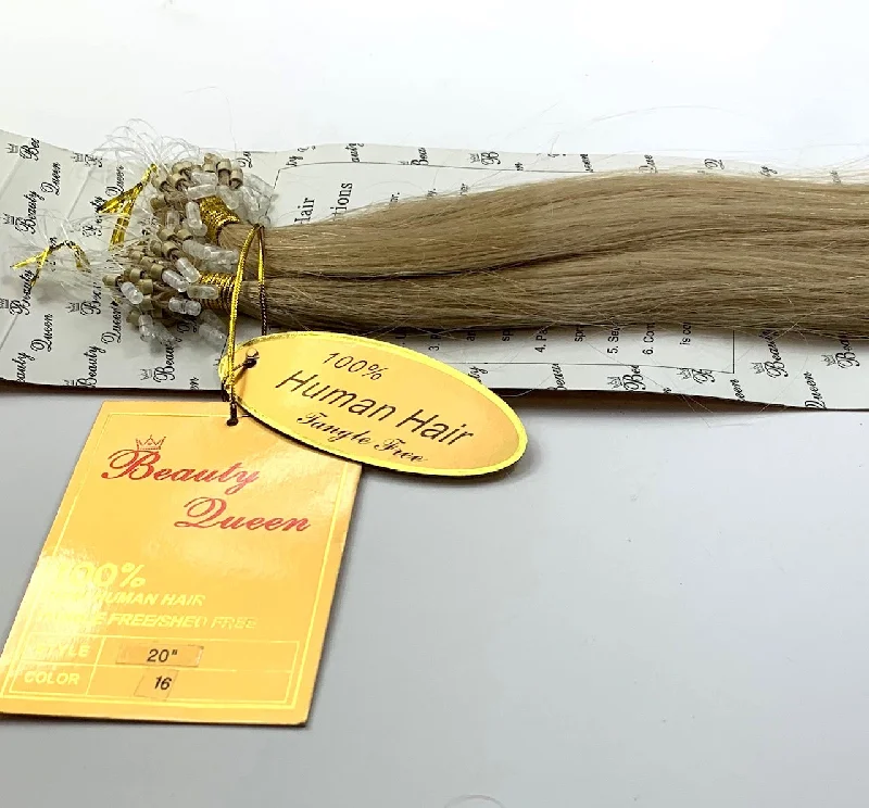 Gloss mist-BEAUTY QUEEN.MAGIC RING LOOP EUROPEAN HAIR EXTENSIONS .REMI (STRAIGHT)20 INCH. #16.