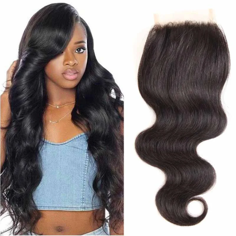 real person hair ring priority craft-Quality 4x4 Free Part Body Wave Lace Closures Human Hair Surprisehair