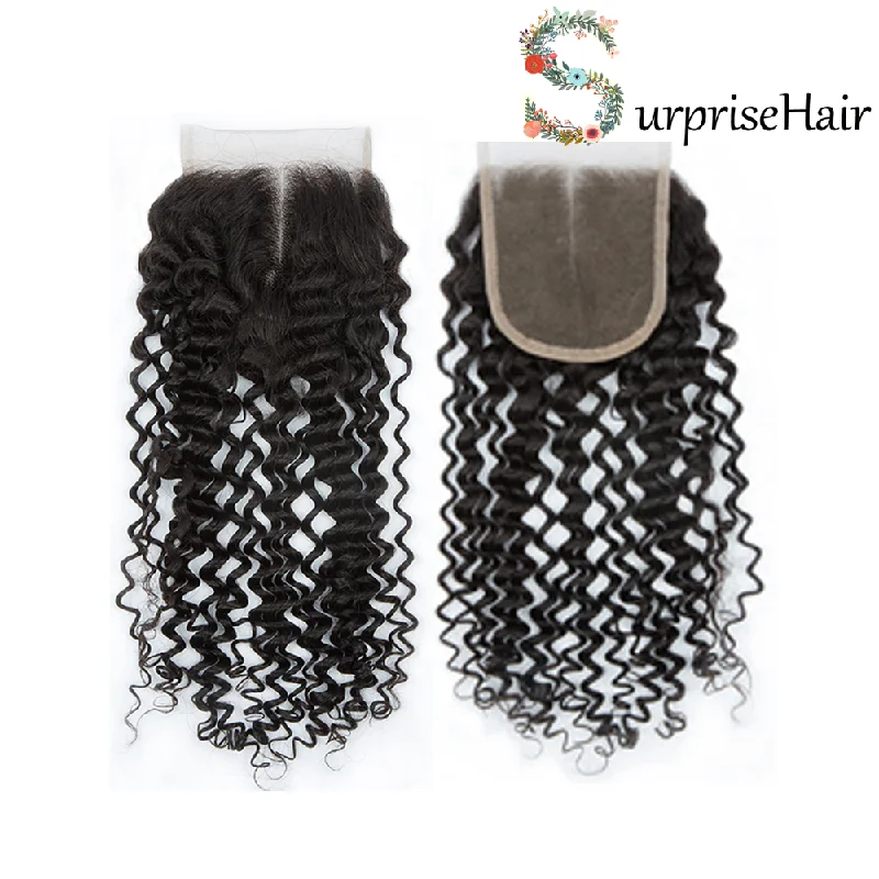 real person hair ring factory pattern-Quality 4x4 Lace Closure Brazilian human hair Curly for Black women