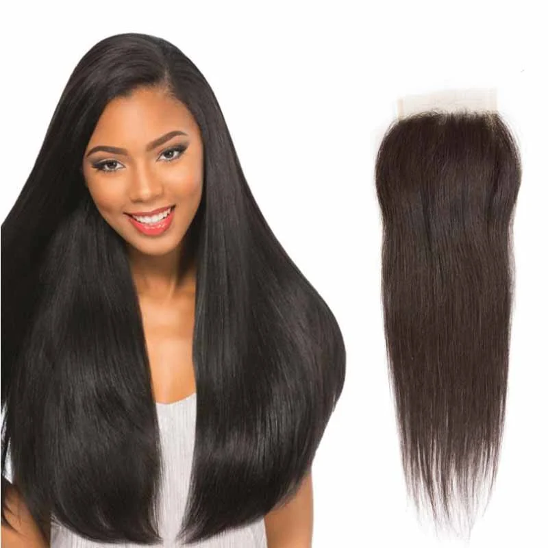 real person hair ring guaranteed pattern-Quality Straight Lace Closure Free Part Peruvian human Hair Surprisehair