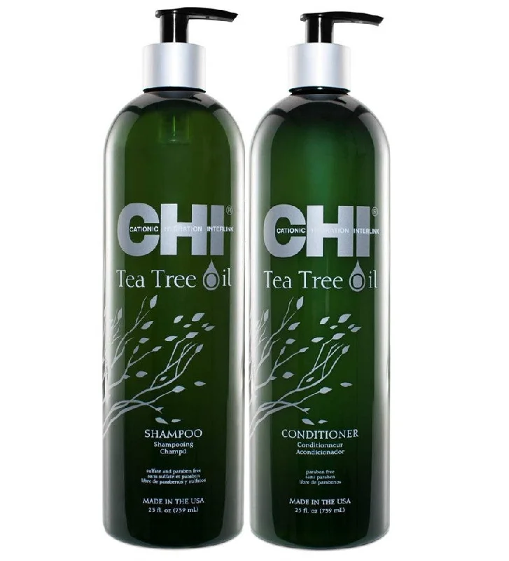 Scalp cooling cream-Chi Tea Tree Oil Shampoo and Conditioner 25 oz Duo Set