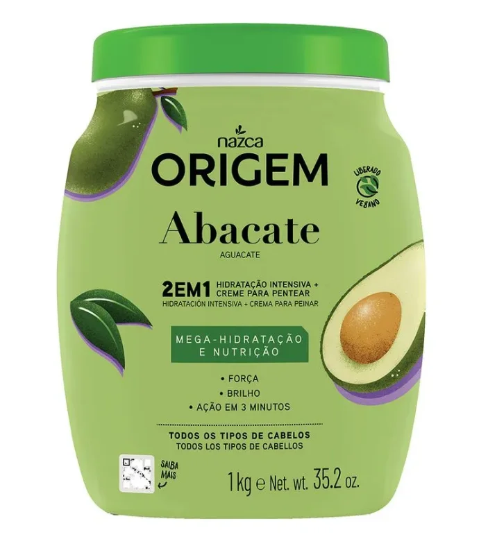 Organic hair care for hair moisture-Origem Abacate Aguacate Moisturizing Cream Vegan Avocado Mask 1kg - Nazca