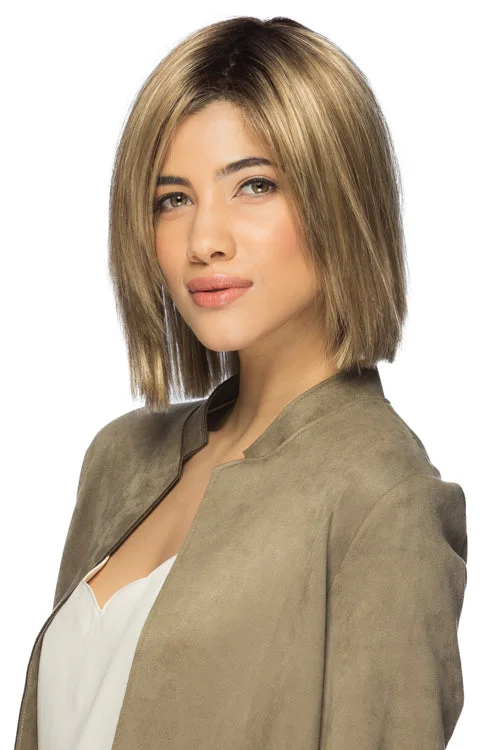 Synthetic wigs with kinky texture-Ellis Synthetic Wig By Estetica | Mid-Length, Straight | Mono Part| Basic Cap