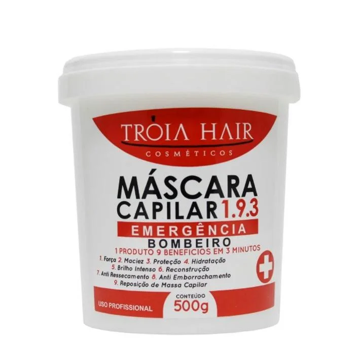 Hair care routine for hair moisture-Emergência Emergency 1.9.3 Treatment 3 Minutes 9 Benefits Mask 500g - Troia Hair