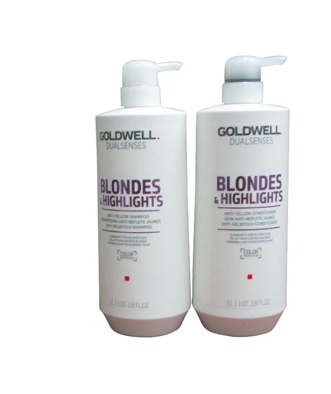 Curl reviving lotion-Goldwell Dualsenses Blonde Highlights Anti-Yellow Shampoo & Conditioner Liter Set