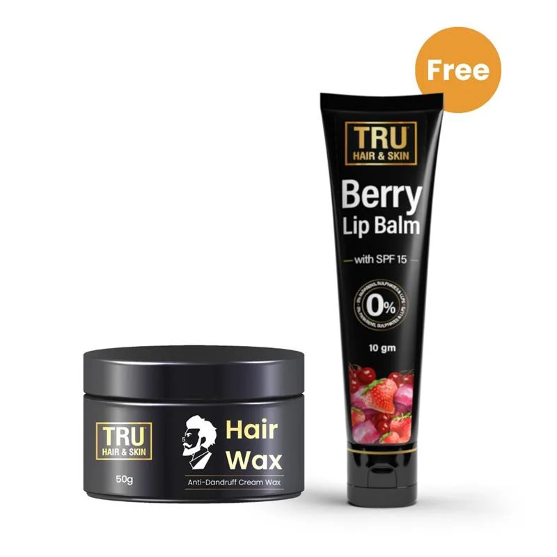 Density balm-Tru Hair & Skin: Berry SPF 15 Lip Balm (10gm)& Strong Hold Hair Wax Cream(50gm)