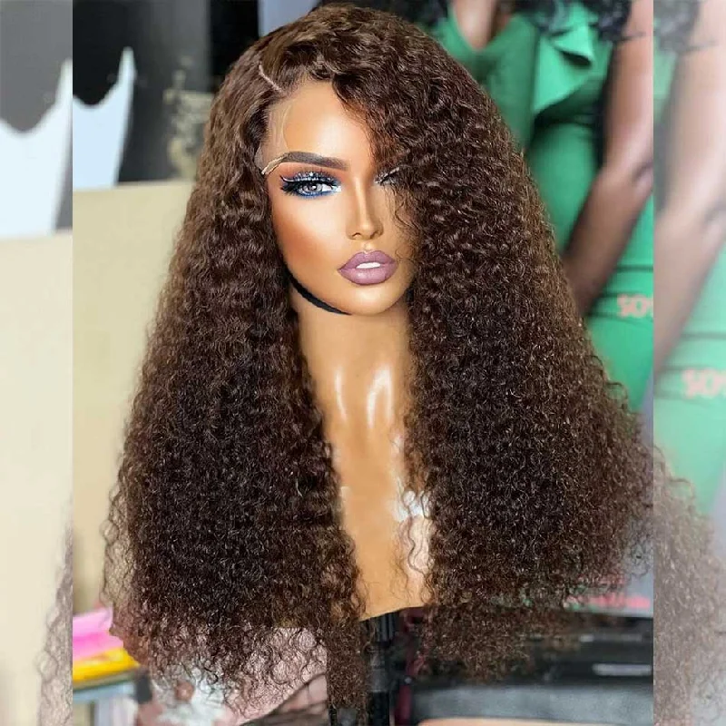 real person hair ring special weave-Hairstylist Works Luxury 13x6 5x5 Lace Front Closure Curly Human Hair Wigs Dark Brown Colored Wigs Full And Bouncy