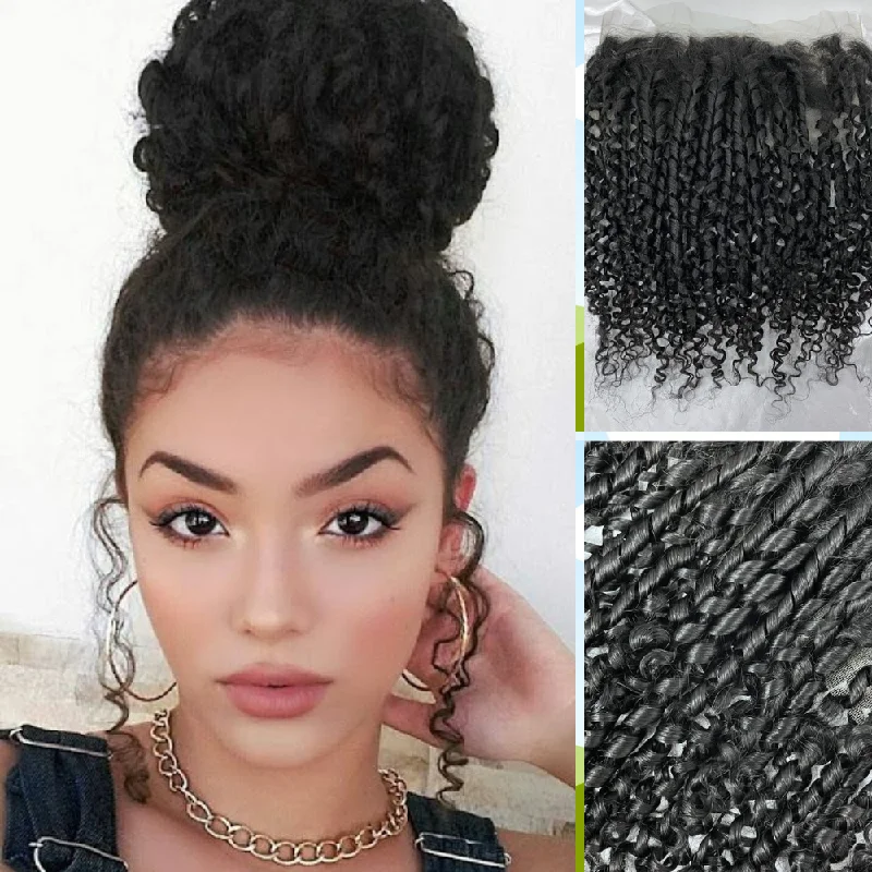 real person hair ring usage craft-Surprisehair HD 360 Lace Frontal Pixie Curl Transparent Lace Frontal Human Hair