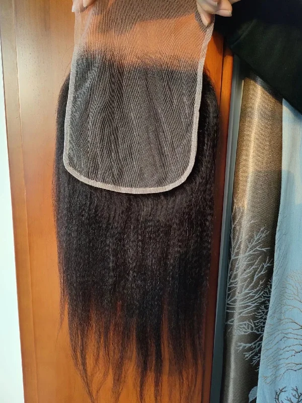 real person hair ring gift weave-Surprisehair HD 7x7 Lace Closure Yaki Transparent HD Closure Human Hair