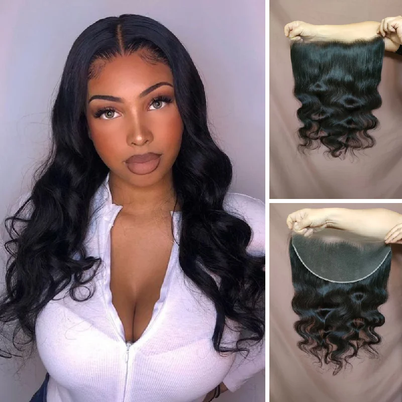 real person hair ring update craft-Surprisehair HD Lace Frontal 13x6 Body Wave Transparent Lace Frontal Human Hair