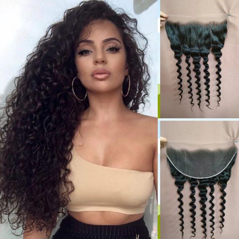 real person hair ring influencer pattern-Surprisehair HD Lace Frontal 13x6 Curly Transparent Lace Frontal Human Hair