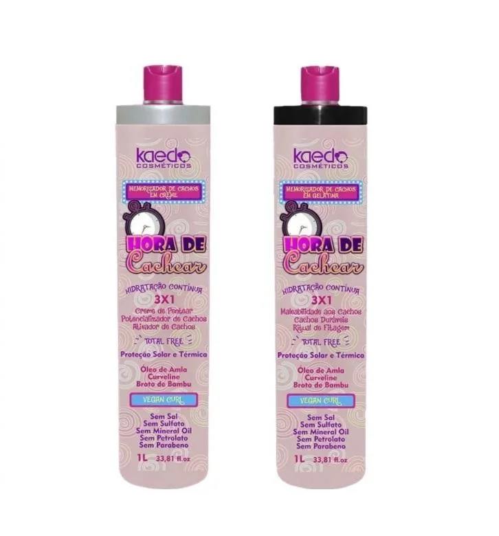 Base primer-Hora de Cachear 3x1 Curls Memorizer Cream Gelatin Curly Treatment 2x1L - Kaedo