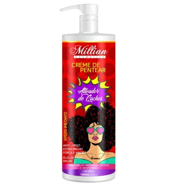 Matte cream-Immediate Curl Activator Anti Frizz Coconut Argan Combing Cream 1L - Millian