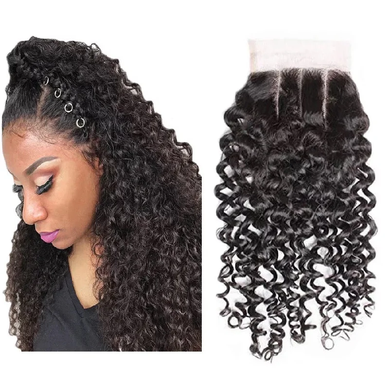 real person hair ring artisan craft-Human hair Kinky Curl Lace Closure for African American Surprisehair