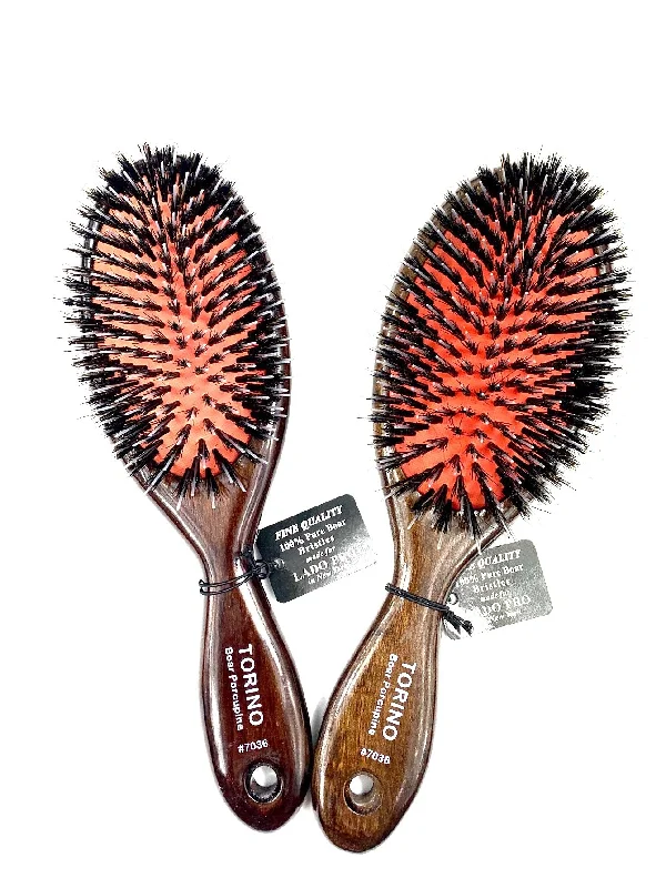 LADO EXTENSION BRUSHES.DARK BROWN, WOOD, BOAR, NYLON BRISTLES WITH BALLTIPS