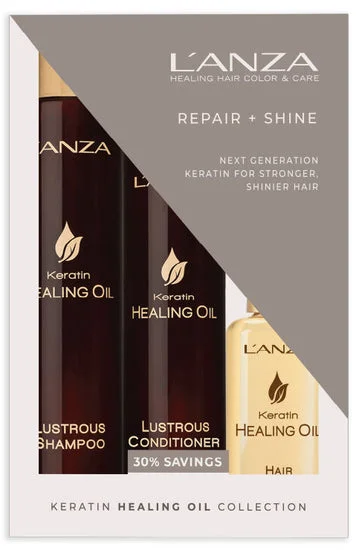 Hair care for weak kinky tight hair-L'Anza Keratin Healing Oil Holiday Set