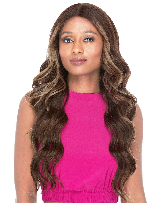 Synthetic wigs with angled curls-LF Samone | Lace Front & Monofilament Part Synthetic Wig by Sepia