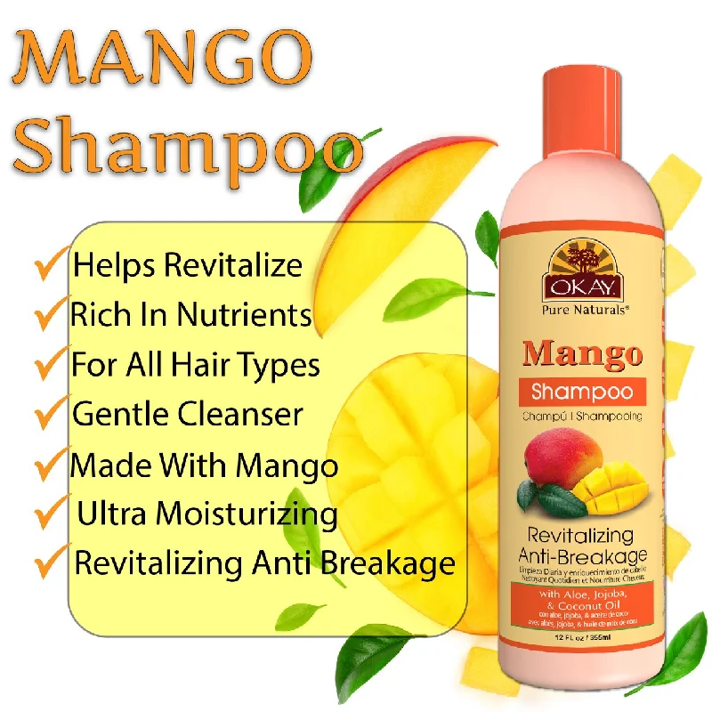 Styling butter-OKAY Mango Revitalizing Anti Breakage Shampoo– Helps Revitalize, Repair, And Restore Moisture to Hair - Sulfate, Silicone, Paraben Free For All Hair Types and Textures - Made in USA 12oz 355ml