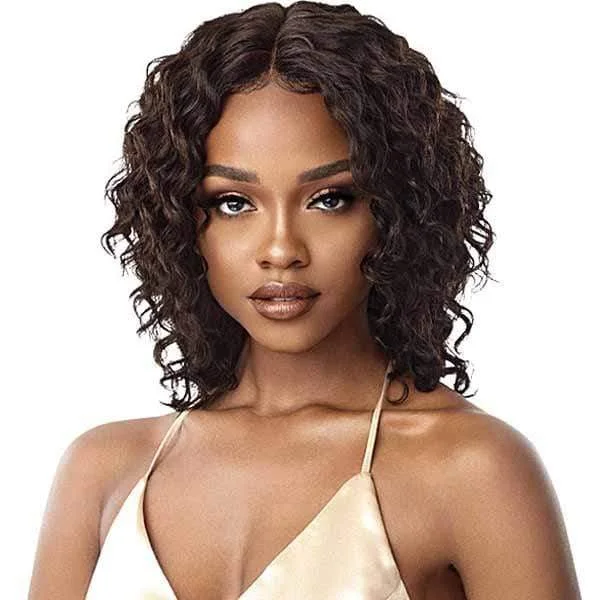 real person hair ring virtual weave-Outre Mytresses Gold Label 100% Human Hair Lace Front Wig - NATURAL CURLY DEEP