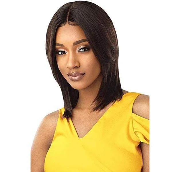 real person hair ring points weave-Outre Mytresses Gold Label 100% Human Hair Lace Front Wig - NATURAL STRAIGHT 16-18"