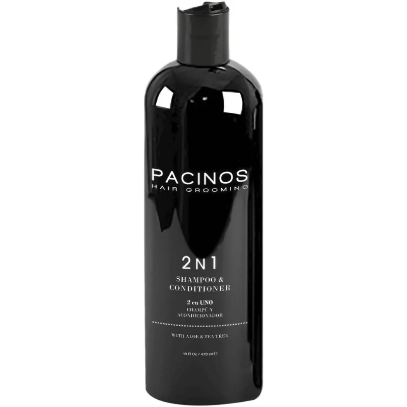 Frizz calming lotion-Pacinos 2-n-1 Shampoo and Conditioner with Aloe Vera and Tea Tree Extract 16 oz